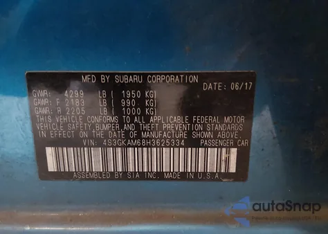 2017 Subaru Impreza 2.0I Sport z USA, uszkodzony, nr VIN 4S3GKAM68H3625334